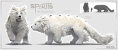 two white polar bears standing next to each other in front of a gray background with the words spiris written on it