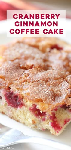 cranberry cinnamon coffee cake on a white plate