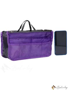 the purple bag is next to an empty case