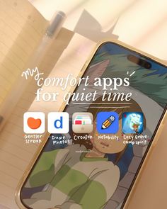 an iphone with the caption comfort apps for quiet time