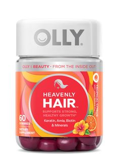 PRICES MAY VARY. OLLY HEAVENLY HAIR: Delivers a blend of vitamins, minerals and botanicals that help support hair follicles and healthy hair.* THE GOODS INSIDE: These beauty gummies deliver a blend of vitamins, minerals and botanicals (Keratin, Biotin and Amla) to help support hair follicles and healthy hair* HOW TO TAKE: Chew two gummies, no food or water needed. 60 gummies per bottle (30 day supply) NATURALLY DELICIOUS: A juicy blend of tropical orange flavor. OLLY gummies are made with no syn Olly Vitamins, Hair Gummies, Herbs For Hair, Hair Growth Secrets, Hair Supplements, Brown Spots On Face, Vitamins For Hair Growth, Home Remedies For Hair, Vitamins And Supplements