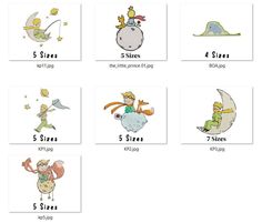 an image of different cartoon characters with numbers and words on them, including the letter s