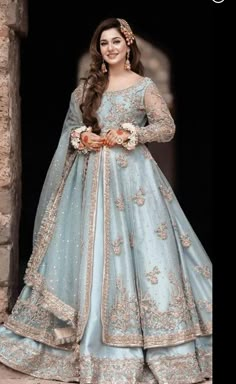 Maha Wajahat Khan Dresses, Walima Dresses Pakistani Brides Blue, Walima Look, Nikah Dresses, Nikah Dress, Walima Dress, Desi Wedding Dresses, Asian Bridal Dresses