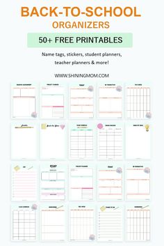 the back to school organization printables for teachers