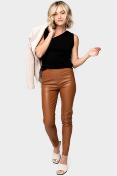 GIGI Essential Pleather Legging – Gibsonlook Pleather Leggings, Leather Legging, Perfect Leggings, Layer Dress, Faux Leather Pants, Faux Leather Leggings, Sleek Look, Leather Leggings, Black Leggings