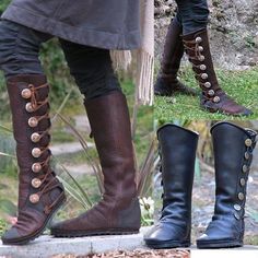 Medieval Renaissance Shoes Viking Crusader Valhalla Women's Halloween Party / Evening LARP Ren Faire Shoes 2024 - $38.99 Steampunk Outfits, Pirate Boots, Knee High Boots Flat, Pointed Heels, Daily Tasks, Slip On Boots, Rounded Toe Boots, Vintage Boots, Boots Leather