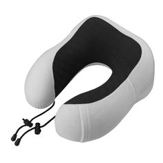 an inflatable neck pillow with a cord attached to it's back end