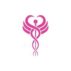 a medical logo with a heart and a cadus symbol in the center, on a white background