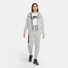 Nike Women's Sportswear Tech Fleece Windrunner Tracksuit - Color: Grey Heather - Tops and Bottoms USA - Nike Tech Fleece Hoodie, Nike Sportswear Tech Fleece, Tech Fleece Hoodie, Women's Sportswear, Hoodie Brands, Nike Tech Fleece, Form Design, Nike Tech, Tech Fleece