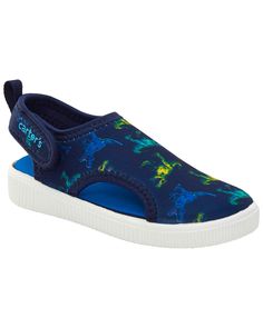 He's Ready For The Lake Or The Beach In This Cool Pair Of Water Shoes! Sporty Slip-resistant Beach Sneakers, Low-top Synthetic Sneakers For Beach, Synthetic Low-top Sneakers For Beach, Beach Sneakers Slip-resistant And Synthetic, Slip-resistant Beach Sneakers For Summer, Comfortable Non-slip Sneakers For Beach, Sporty Non-slip Beach Sneakers, Waterproof Low-top Sneakers For Summer, Slip-resistant Summer Sneakers