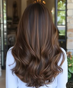 Stylish Rich Walnut Brown Balayage on Long Brunette Hair for Fall Walnut Brown Balayage, Cinder Toffee Brunette, Fall Baylage Hair Brunettes, Fall Brunette Balayage, Brunette Hair For Fall, Walnut Hair Color, Brown Hair Balyage, Walnut Brown Hair, Fall Balayage Brunette