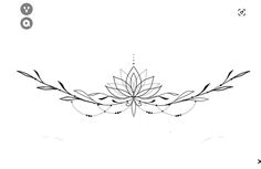 a line drawing of a flower with leaves on the top and bottom half of it