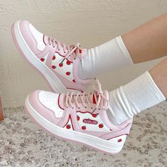 Strawberry Sneakers, Obsessed Love, Strawberry Pink, Sneakers Pink, Cute Strawberry, Pink Sneakers, Shoes Socks, Pretty Shoes, Harajuku Fashion