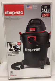 the new shop - vac vacuum is on display in its box, and it's ready to be shipped