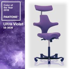 the pantone ultra violet chair is shown in front of a purple background with stars