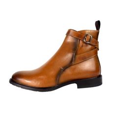 Elevate your formal fashion with the Men's Brown Italian Leather Boots. The men's dress boots brown features a sturdy rubber sole for excellent traction, making them ideal for all-day wear. A double-crossed buckle adds extra style while keeping the boots secure.  There's no doubt they are the best ankle dress boots for men. The sleek and stylish charm of these men's boots makes them perfect for any occasion, whether a formal event or a casual night out. With their Italian craftsmanship and super Formal High-top Moto Boots With Leather Sole, Business Chukka Boots With Rubber Sole, Brown Moto Boots With Rubber Sole For Work, Brown Business Martin Boots With Plain Toe, Brown High-top Leather Shoes For Business, Brown Dress Boots Men, Brown Leather Martin Boots With Plain Toe, Business Chukka Boots With Rubber Sole And Ankle-high Shape, Brown Ankle Chelsea Boots For Formal Occasions