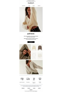 an image of a website page with images of women in sweaters and jackets on it