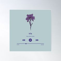 a purple flower on a light blue background with an arrow pointing to the right poster