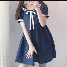 Cute Dress Whether You're Wearing It For The Day Or A Costume Party Brand New Without Tags Never Been Worn Pit To Pit Measures 18 Incolor: White, Navy Blue. Perfect For Daily Life, Casual, School, Etcgirls' Dresses Japanese Sailor Uniform Cute Pleated Dress Blue Spring Dress For School, Spring Short Sleeve School Dress, Blue Dress For School In Spring, Casual Mini Dress For School, Navy School Dress For Spring, Spring Mini Dress For School, Preppy Blue Dresses For School, Casual Mini Dress For School In Spring, Cute Fitted Navy Dress