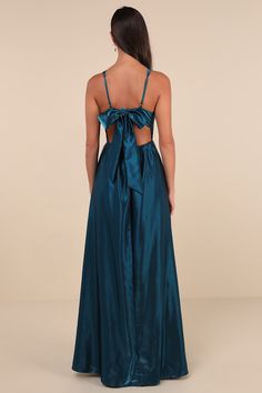 Immaculate Aura Shiny Dark Teal Taffeta Maxi Dress With Pockets Teal Satin Prom Dress, Prom Dresses Aesthetic, Turquoise Prom Dress, Dark Teal Dress, Turquoise Prom Dresses, Teal Prom Dresses, Prom Dress Inspo, Maxi Dress With Pockets, Taffeta Fabric