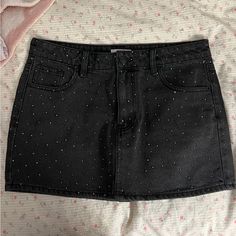 Black Bedazzled Mini Skirt