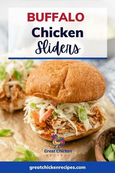 a chicken slider with coleslaw and slaw on it