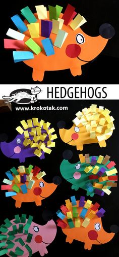 paper hedgehogs made out of construction paper