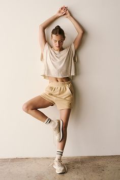 Make your next move in this light and airy layering tee featured in a slouchy design with a wrapped cutout back that’ll keep you cool through all your workouts. * Dropped sleeves * Wide neckline * Raw hemline | My Time Tee by FP Movement at Free People, Oatmeal Heather, M Free People Athleisure, Athleisure Photoshoot, Free People Activewear, Free People Movement, Fp Movement, Move In, New Tops, Keep Your Cool, Tee Shop