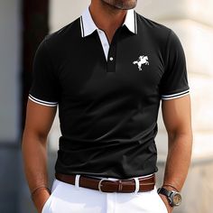 Season:Spring   Fall,Summer; Fabric:Cotton Blend; Sleeve Length:Short Sleeve; Look After Me:Wet and Dry; Gender:Men's; Style:Basic,Fashion; Elasticity:Micro-elastic; Tops Type:Pique Polo Shirt,Golf Shirt; Occasion:Casual,Business; Details:Only tops; Fit Type:Regular Fit; Pattern:Solid Color,Color Block; Design:Button; Neckline:Ribbed Polo Collar; Listing Date:07/02/2024; Quantity:1pc Tuxedo Shirt Men, Block Button, Womens Basic Tops, Mens Outdoor Jackets, Basic Fashion, Polo Classic, Shirt Business, Outwear Women, Trench Coat Men