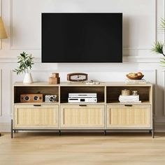 Specification Product Name: TV Stand Size: 15.7"D x 65"W x 24.7"H Item Weight: 110 Pounds Colors: Natural Main Material: Wood Product Care Instructions: Wipe with Dry Cloth Room Type: Living Room, Bedroom Assembly Required: Yes Kind Reminder: Product pictures are for reference only. If you have any problems, please feel free to contact us, we will try our best to make you satisfied. Color: Brown. Living Room With Tv Stand Layout, Living Room With Tv Stand, Rattan Tv Console, Mid Century Modern Entertainment Center, Rattan Tv Cabinet, Shelf Mid Century, Rattan Tv Stand, Storage Rattan, Living Room With Tv