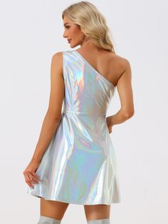 Shop Allegra K for metallic sleeveless one shoulder party disco holographic dress you are looking for, get more women's dresses for yourelf. Order now! Free Returns! Glamorous White Sleeveless Summer Dress, Trendy White Sleeveless Party Dress, Spring Party Sleeveless Bodycon Dress, Spring Sleeveless Bodycon Party Dress, Spring Party Sleeveless Embroidered Dress, Glamorous Sleeveless Mini Dress For Spring, Spring Sleeveless Mini Dress For Party, Sleeveless Spring Mini Dress For Party, Sleeveless Mini Dress For Spring Parties