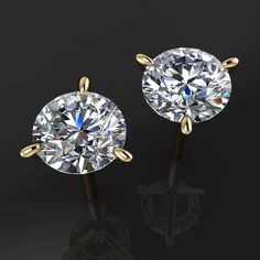 1 carat diamond stud earrings - lab grown diamond earrings– J Hollywood Designs Crystal Growth, Basket Setting, Diamond Alternatives, Weight Set, Moissanite Earrings, Earring Post, Everything Wedding, Ceremony Ideas, Gold Stud Earrings