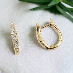 Classic Diamond Huggie Hoop Earrings set with  0.41 carats of diamonds crafted in solid 18k rose gold.  DESCRIPTION:  * Metal: Solid 18k White, Yellow or Rose Gold  * Stones: Natural Earth-mined Diamonds * Shape: Round Brilliant * Count: 18 PCS * Diamond Weight: 0.41 carats T.W * Color & Clarity: G/H, VS/SI  * Measurements: 15mm Beautiful Earring Box Included Formal 14k Gold Hoop Earrings With Single Cut Diamonds, Classic Huggie Earrings With Diamond Accents For Everyday, Classic Everyday Luxury Huggie Earrings With Diamond Accents, Classic Small Hoop Diamond Earrings For Everyday Luxury, Classic Huggie Jewelry With Pave Setting, Elegant 14k Gold Huggie Earrings With Single Cut Diamonds, Timeless Gold Huggie Earrings With Prong Setting, Gift Yellow Gold Hoop Earrings With Diamond Accents, Yellow Gold Hoop Earrings With Diamond Accents For Gift