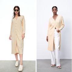 New With Tags 0014/037 R289 Measurements Bust- 48” Total Length- 44” Retailed For $69.90 Oversized Classic Cardigan For Spring, Classic Oversized Cardigan For Spring, Cream V-neck Summer Outerwear, Summer Workwear Cardigan With Long Sleeves, Elegant Beige Relaxed Fit Cardigan, Beige Button-up Summer Cardigan, Zara V-neck Summer Cardigan, Beige Cardigan For Spring Daywear, Beige Cardigan For Daywear In Spring