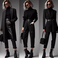 Smart Casual Edgy Outfit, Rock Classy Outfit, Polished Edgy Style, Corporate Rock Outfits, Professional Rocker Style, Goth Clothing Women, Dark Office Outfits Women, Punk Rock Professional Outfits, Autumn Style 2024 Trend