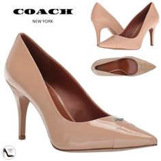 Coach Patrice Womens Patent Leather Nude Pump Stiletto Heel Pointed Toe Beige Classic Shoes Size 10 New In Box A Dainty Silver-Tone Logo Accent Lines The Vamp Of A Chic Cap Pointed Toe Patent Leather Pump. Most Comfortable Womens Dress Shoes For Work. These Comfortable Beige Pumps Are Designed To Mold To Your Foot And Create An Ultra-Comfortable Fit. - Cap Pointed Toe - Hardware Logo Accent At Vamp - Patent Leather Construction - Covered Heel - 3.5" Heel Color: Beechwood Nude Heels For Ladies. B Beige Court Shoes With Sculpted Heel, Beige Sculpted Heel Court Shoes, Beige Court Shoes For Evening, Beige Evening Court Shoes, Beige Patent Leather Heels With Pointed Toe, Beige Patent Leather Heels With 4-inch Heel, Beige Leather Court Shoes For Party, Classic Beige Patent Leather Heels, Chic Beige Court Shoes With 4-inch Heel