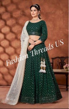 Green lehenga-choli set (skirt and crop-top), aged 5-16 yrs old. Indian ethnic party-wear/festive-wear dress. High quality materials, latest style, breathable fabric, with light cancan lining under lehenga/skirt. 3 piece set : Lehenga(skirt) + Choli (crop-top) + Dupatta (stoll) NOTE : Decorative tassle not included. Skin friendly, feels soft and comfortable. Embroidery work with inner lining, no skin irritation for kids. Party wear, festive wear, wedding outfit. Green Chaniya Choli Color Combos, Bottle Green Colour Combinations Dress, Green Sequined Lehenga For Eid, Bollywood Style Sequined Maxi Lehenga, Maxi Length Green Choli For Eid, Green Maxi Length Choli For Eid, Green Anarkali Salwar Kameez With Sequins, Green Sequined Traditional Wear For Navratri, Green Traditional Wear With Sequins For Navratri