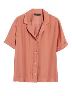 Camp-Collar Blouse | Banana Republic Easy Does It, High Rise Style, Fancy Tops, Elegante Casual, Work Wardrobe, Tailored Shirts, Collar Blouse, Collar Shirt, Twill Fabric