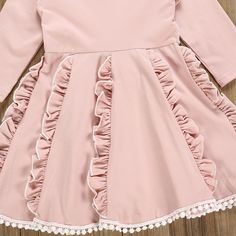 Children Girls Lace Long Sleeve Pink Dress - PrettyKid Long Sleeve Pink Dress, Pink Long Sleeve Dress, Childrens Clothing Boutique, Kids Boutique Clothing, Lace Long Sleeve, Spring And Autumn, Long Sleeve Lace, Kids Wear, Kids Dress