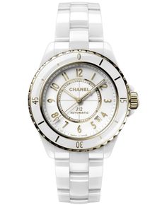 Chanel J12 Automatic White Dial 18K Yellow Gold Ceramic Women's Watch H9540 Chanel J12, Chanel Watch, Womens Watches Luxury, Old Watches, Gold Ceramic, Eyewear Womens, Gold Case, White Dial, Brushed Stainless Steel