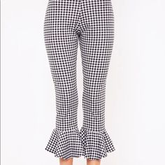 **Never Worn** Cute Trousers, Pair With A Leather Jacket For A Cute Street Look Or Day Out With Friends Trendy Gingham Bottoms For Workwear, Trendy Gingham Bottoms For Picnic, Casual Houndstooth Pants For Summer, Casual Houndstooth Pattern Pants For Summer, Trendy Fitted Bottoms For Brunch, Spring Gingham Bottoms For Workwear, Trendy Plaid Bottoms For Day Out, Gingham Bottoms For Spring Day Out, Summer Cotton Pants For Picnic