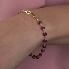 "New dainty Gold Garnet Gemstone Bracelet. A perfect gift for special occasions, or for yourself. ★1 YEAR WARRANTY★ Our products are plated with a thick layer of 14k solid gold on sterling silver (925K) silver, made with a special technique called \"vermeil\". All our jewelries are guaranteed for one year against tarnishing and deterioration. Provided that they are protected from water, soap and chemicals, they can be used for many years with their first day appearance. Our products are the best Elegant Natural Stones Beaded Bracelet, Elegant Charm Bracelet With Natural Stones As A Gift, Elegant Natural Stones Charm Bracelet As Gift, Elegant Charm Bracelet With Natural Stones, Elegant Natural Stones Charm Bracelet For Gift, Elegant Charm Bracelet For Jewelry Making With Natural Stones, Elegant Charm Bracelet With Natural Stones For Gifts, Elegant Charm Bracelet With Gemstone Beads, Faceted Beads Rosary Bracelet For Gift