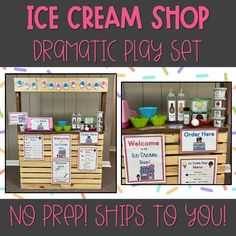 ice cream shop dramatic play set with no preppings to you sign and instructions