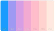 the color palette is shown in shades of pink, blue and purple with different colors