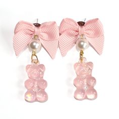 Pink Accessories Png, Accessories Png, Gummy Bear Earrings, Pink Birthday Cakes, Bear Earrings, Outfit Png, Cosplay Kawaii, Pink Donuts, Baby Pearls