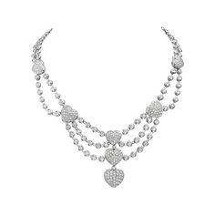 This standout necklace features 16.20 carats of G VS diamonds set in 18k white gold. 84.5 grams total weight. Made in Italy. Viewings available in our NYC showroom by appointment. Luxury White Open Heart Necklace, Luxury Heart-shaped Diamond Necklace With 17 Jewels, Chandelier Necklace, Regency Fashion, Vs Diamond, Large Gift, Lovely Jewellery, Multi Strand Necklace, Dream Jewelry