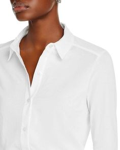 Point collar.Long sleeves, buttoned cuffs.Front button closures.Imported.Web ID: 4109668.Pima cotton; collar: cotton/spandex.Machine wash Theory Clothing, Women's Blouses, Pima Cotton, Cotton Spandex, Cotton Shirt, Blouses For Women, Blouses, Womens Tops, Long Sleeves