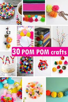 there are many different crafts made with pom poms