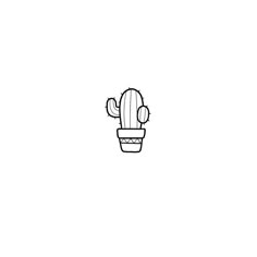 a line drawing of a cactus in a pot