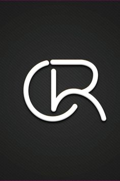 the letter r in white on a black background